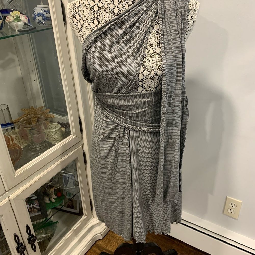 Angelrox Gray Stripe Wrap Skirt / Dress - Picture 7 of 14